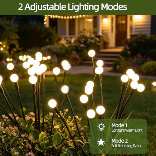 4 Pack Firefly Solar Garden Lights, Swaying Outdoor Decor for Yard - Image 4