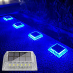 Lacasa Solar Deck Lights, 4 Pack 30LM LED Dock Lights Blue Light, Outdoor Solar Powered Step Lights Light up All Night IP68 Waterproof Auto ON/Off for Garden Stairs Driveway Pathway Lighting by Lacasa