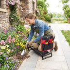 Goplus Garden Kneeler and Seat, Heavy-Duty Garden Bench w/Large Tool Pouch, Widen EVA Foam Kneeling Pad, Portable Gardening Helper for Women Men Seniors, Foldable Garden Stool for Kneeling & Sitting - Image 2