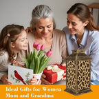 Solar Lantern Outdoor Waterproof Golden Leopard Print Seamless Subtle Animal Skin Leopard Garden Decor LED Hanging Solar Lights Tabletop Lamp Gifts for Women Mom Outside Yard Patio Porch - Image 4