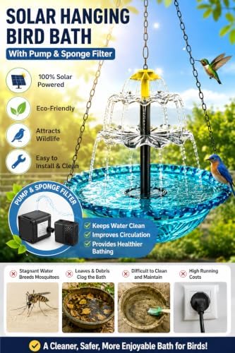 2026 Smart Birdbath Fountains Solar Power, Hanging Solar Fountain - Image 3