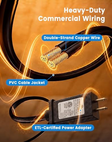 110FT(100+10) Outdoor String Lights, 2FT Spacing 50 LED Edison Bulbs, Waterproof, Shatterproof, Dimmable, Warm White, 3 Modes, Timer, Plug in Hanging Backyard Lights for Outside, Patio - Image 7