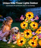 KOOPER Solar Garden Lights Outdoor 8 Pack, 24 Sunflowers & 32 Butterflies - Image 2
