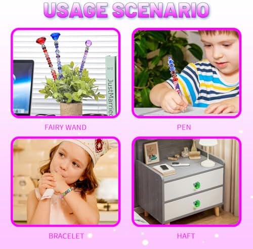 AIPRIDY DIY Crystal Beaded Fairy Wand Garden Stakes Kit, Colorful Decorative Wands with Assembly Guide, 12 or 10 Inch Threaded Rods,Outdoor Garden Decoration Set (252, Rainbow+Fairy Tale Top) - Image 6