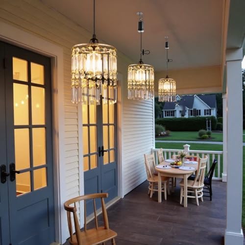 TWINKVILLA Battery Operated Chandelier, 2Pack Hanging Gazebo Lights, Acrylic Crystal Beaded Pendant Lights Outdoor Waterproof for Patio Tree Pergola Porch and Indoor Decor (2) - Image 7