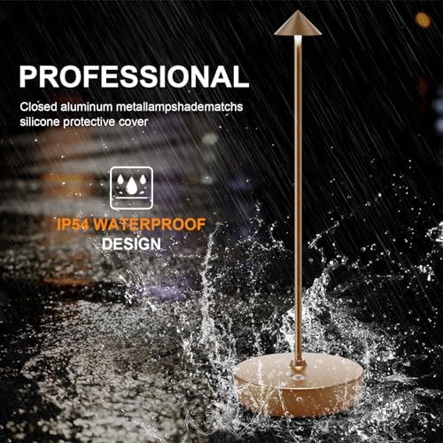 2Pack Rechargeable Cordless Table Lamp, Portable Powered LED Battery 6000mAh Metal USB Desk Lamp, 3 Levels Brightness Light for Restaurants Outdoor (2pack Titanium) - Image 2