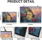 Personalized Rectangle Mosaic Butterfly and Berries Stained Glass Window Hanging, Suncatcher for Women, Stained Glass Window Decor Perfect Home Décor - Image 3