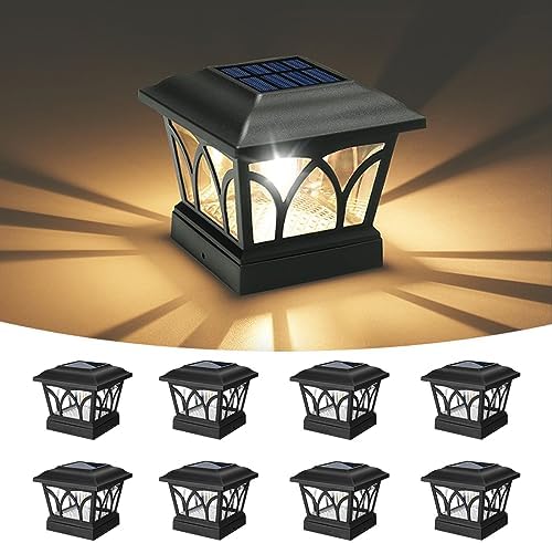 VOLISUN Solar Fence Post Cap Lights, Edison LED 2 Modes 8Pack,Slate Black by VOLISUN