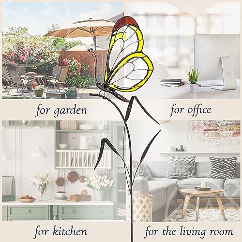 Stained Glass Butterfly Suncatcher – Handcrafted Decorative Stake Adornment for Indoor & Outdoor – Lovely Garden Decor – Glass Artwork for Flowerpot Decoration - Image 4