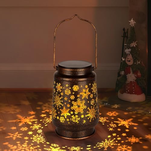 2 PCS Outdoor Lanterns Solar Powered Waterproof Decorative Hanging, Solar Power Lanterns for Outside, Christmas Gifts for Women, Flower Decor for Garden Lawn Backyard Front Porch - Image 6