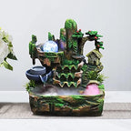 Tabletop Fountain Ornament, 110V Desktop Waterfall Fountain with LED Atomizer and Pond, Featuring Realistic Waterfall Artificial Trees, Rockery Water Fountains for Indoor Home Office Desk Decor (A) - Image 4
