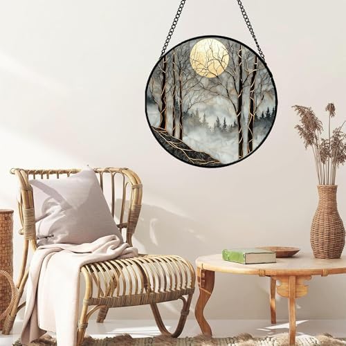 Night View of The Forest Stained Glass Window Hanging Gifts for Women 9.8" - Image 3