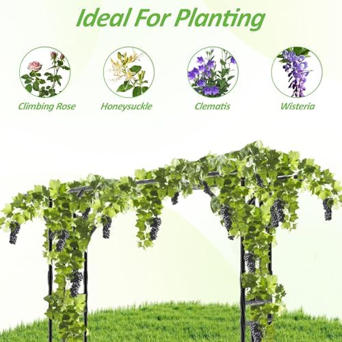 Garden Arch Trellis 106.3"L*106.3"H Sturdy & Rustproof Large Flat Top Arbor - Image 5