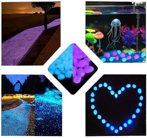 1100 Pcs Glow Stones Glowing in The Dark Pebbles Outdoor Decor Fish Tank Gravel Rocks Decoration (Pink in Daytime, Purple in The Dark) - Image 3