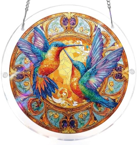 Acrylic Puzzles Suncatcher Window Hanging, 83 Pieces Hummingbirds Puzzle, Suncatcher for Doors Garden, Mother's Day Christmas Birthday Gifts for Women Men (L - 8.9 * 8.9 in) by NABYSHOP