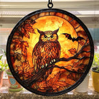 Autumn Fall Owl Maple Leaves Acrylic Suncatcher - Image 4