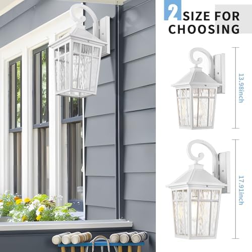 Darkaway Large Outdoor Wall Lights for House, 18inch Exterior Lighting Fixtures Wall Mount Outdoor Porch Lights Waterproof White Outside Sconce Lights with Water Ripple Glass for Patio Hallway Garage - Image 5