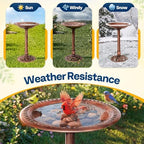 VIVOHOME Bird Bath for Outside, Polyresin, Pedestal, Antique Bronze - Image 4