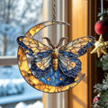 Vivid Tiffany Moon Moth Art Acrylic Suncatcher by AVAGAN