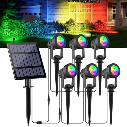 Solar Spot Lights Outdoor Color Changing,RGB Spotlights 6-in-1 by CREPOW