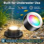 LED Pond Lights RGBWW, Underwater Pond Lights with 12V Timer Transformer, 6 Head Outdoor IP68 Waterproof Submersible Fountain Lights, Remote Control & Photocell Sensor for Pond, Waterfall, Garden - Image 5