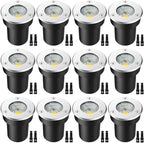 LED Landscape Lights, 12 Pack 7W Ground Lights With 24 Connectors, Low Voltage In-Ground Well Pathway Lighting, Daylight White, Waterproof for Driveway, Deck, Garden by Unknown
