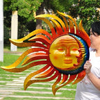 Tuokiuhn Large Sun Metal Outdoor Wall Art Decor Moon Wall Decor by Tuokiuhn