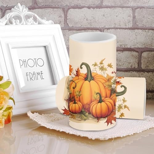 Autumn Pumpkin Print Battery Operated Candles with Timers Flameless Candles with Remote LED Lights for Thanksgiving Day Home Party Banquet Decoration - Image 3