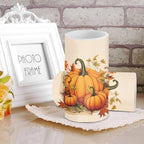 Autumn Pumpkin Print Battery Operated Candles with Timers Flameless Candles with Remote LED Lights for Thanksgiving Day Home Party Banquet Decoration - Image 3