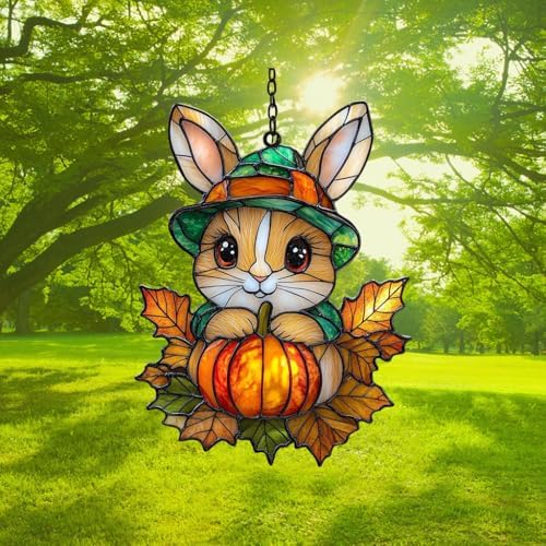 Cute Bunny Little Pumpkin Acrylic Suncatcher - Image 3
