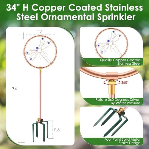 34" Ornamental Sprinkler, 360° Rotating, Dragonfly - Image 2