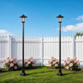 2 Pack Outdoor Solar Lamp Post Light, Adjustable Height 34.5-60.8 in, Black by DJGIFI