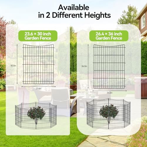 INJOPEXI Decorative Garden Fence 6 Panels 11.8ft(L)×30in(H) Garden Fences Outdoor with 6 Panels Rustproof Metal Wire No Dig Temporary Animal Barrier Fencing for Backyard Patio - Without Fence Gate - Image 7