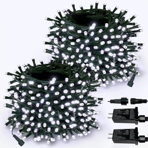 2 Pack Extendable 600 LED Christmas String Lights Indoor Outdoor Cool White by Halloween