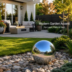 Gazing Ball Garden Mirror Outdoor - 12 Inch Outside Decorative Globe Silver - Image 4