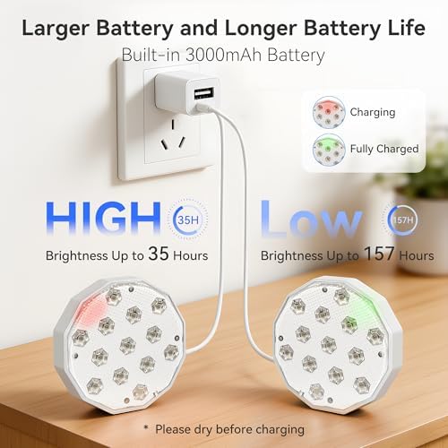 Ollny Pool Lights with Remote, Rechargeable Submersible LED Lights 3000mAh Battery, 16 Colors Changing IP67 Waterproof LED Puck Lights for Above Ground Pools, Inground Pool, Ponds, Hot Tubs 2 Pack - Image 4