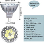 MR16 Led Bulbs GU5.3 12volt Low Voltage 7W 6000K Daylight White - Image 3