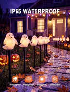 10.5FT Halloween Pathway Lights, 5PK LED Smiling Ghost Lights Outdoor - Image 6
