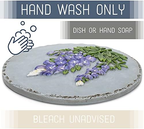 NAT & Jules Floral Colorful Dimensional Indoor Outdoor 12 inch Round Cast Resin Decorative Garden Stepping Stone, Patio, Walkway Sculpture Yard Art, Bluebonnet - Image 3