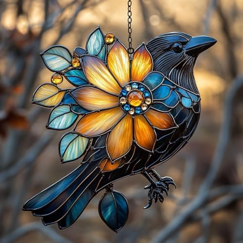 Floral Raven Acrylic Suncatcher by AVAGAN