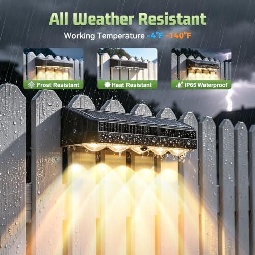 SEZAC Solar Fence Lights 8 Pack, 3 Color 4 Brightness IP65 Waterproof - Image 2