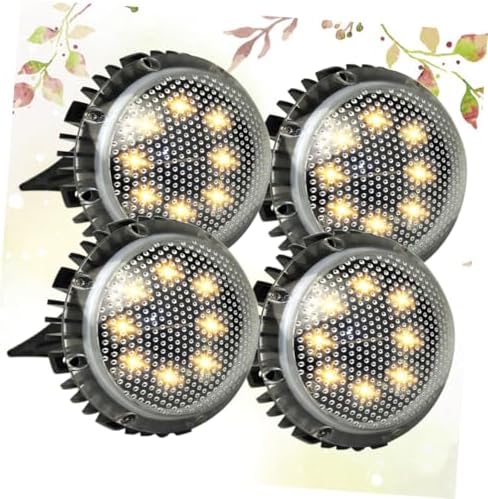 INOOMP 4pcs LED Solar Ground Lights for Outdoor Garden and Pathway, Warm White Solar-Powered In-Ground Disc Lamps for Lawn and Landscape Lighting - Image 7