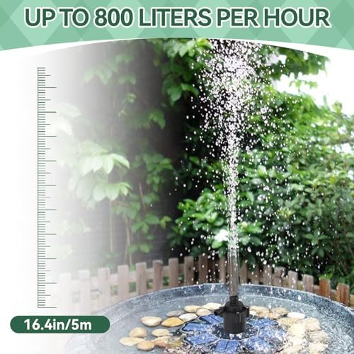 Sola Water Pump Kit with Battery Backup, 800L/H Solar Powered Fountain Pump for Bird Bath, Fish Tank, Small Pond & Garden Irrigation Outdoor Water Feature Kit with Adjustable Flow Switch - Image 3