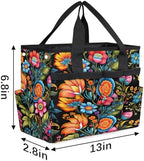 Colorful Flowers Garden Tool Bag Organizer Heavy Duty Spring Summer Gardening Tote Bag with 10 Pockets for Women Men Gardening Gifts - Image 3
