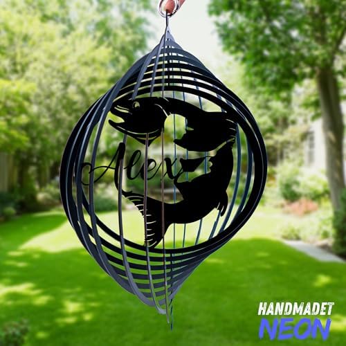 Personalized Wind Spinner Sublimation Hummingbird Custom Name Flowers Metal Art Laser Cut Design 3D Decor for Garden Yard Outdoor Indoor Lawn Patio Porch Birds Lover Presents (Fishing) - Image 5