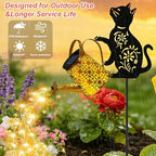 VOOKRY Solar Lights Outdoor,Watering Can with Cat Silhouette Stake - Image 3