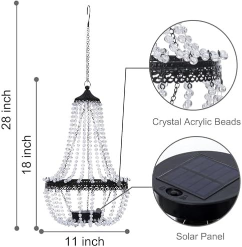 28" Hanging Solar Chandelier Outdoor Waterproof 30 LED Lantern - Image 3