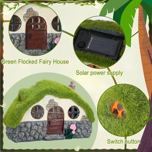 Suzile 50 Pcs Solar Fairy House Garden Accessories Set, Stone House - Image 4
