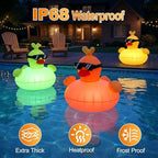 Solar Floating Pool Lights, RGBW Color Changing 12-LED 20H Runtime with Remote, Pool Party and Garden Pond Decor, Cool Sunglasses Duck 2-Pack - Image 5