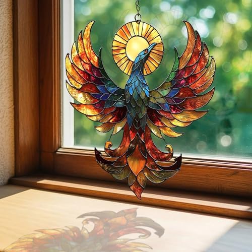 Vivid Phoenix Mosaic Sun Catcher Acrylic Suncatcher - Image 3
